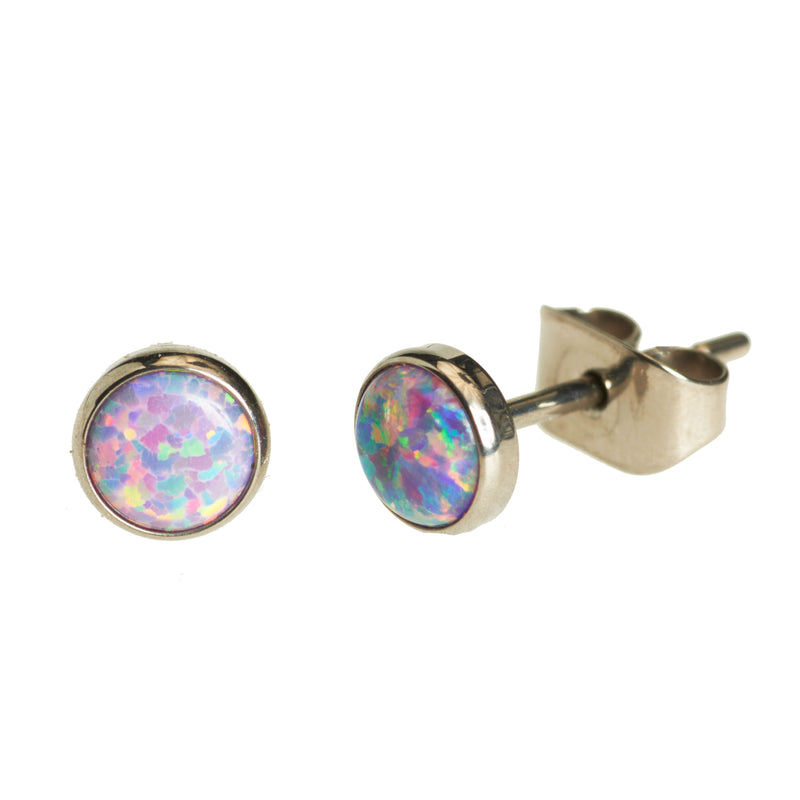 Titanium Cabochon Earrings Multi lavender Opal