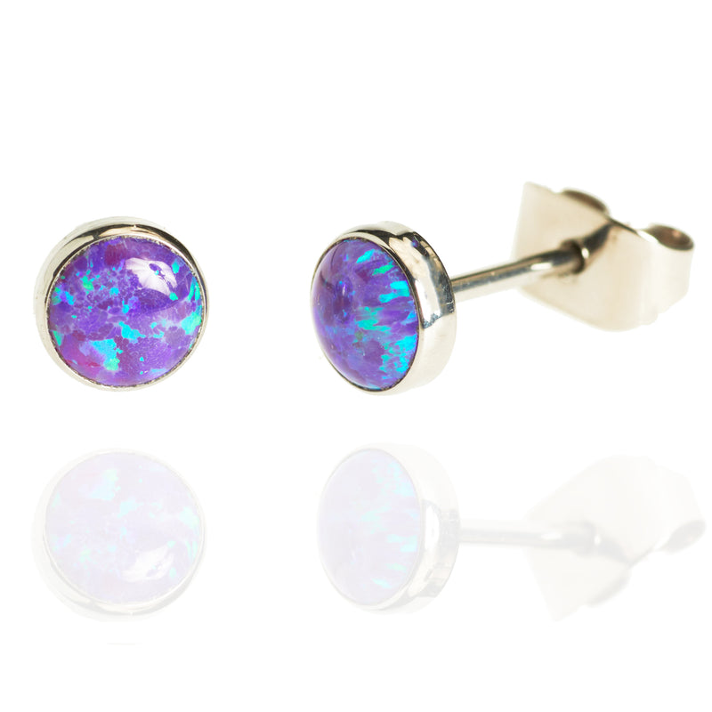 Titanium Cabochon Earrings Sleepy Lavender Opal