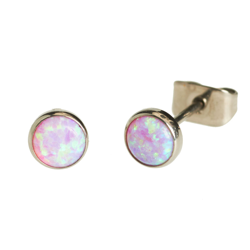 Titanium Cabochon Earrings Bubblegum Pink Opal