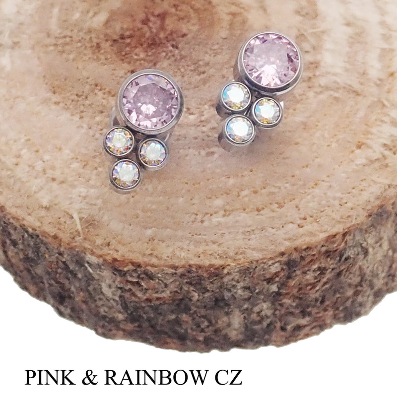 Titanium CZ Cute Cluster Earrings