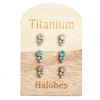 Titanium CZ Cute Cluster Earrings