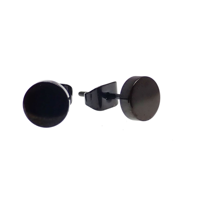 Titanium Smooth Black Disc Earrings