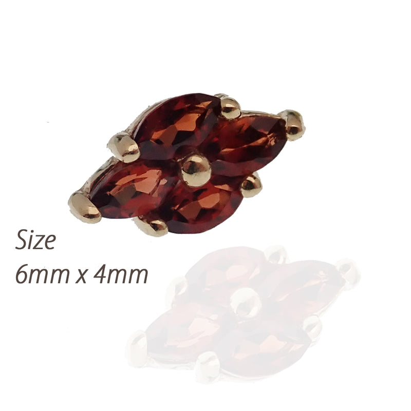 Threadless 14k Gold Garnet Natural Stone