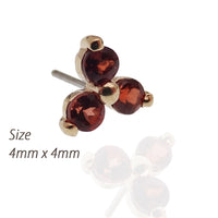 Threadless 14k Gold Garnet Natural Stone