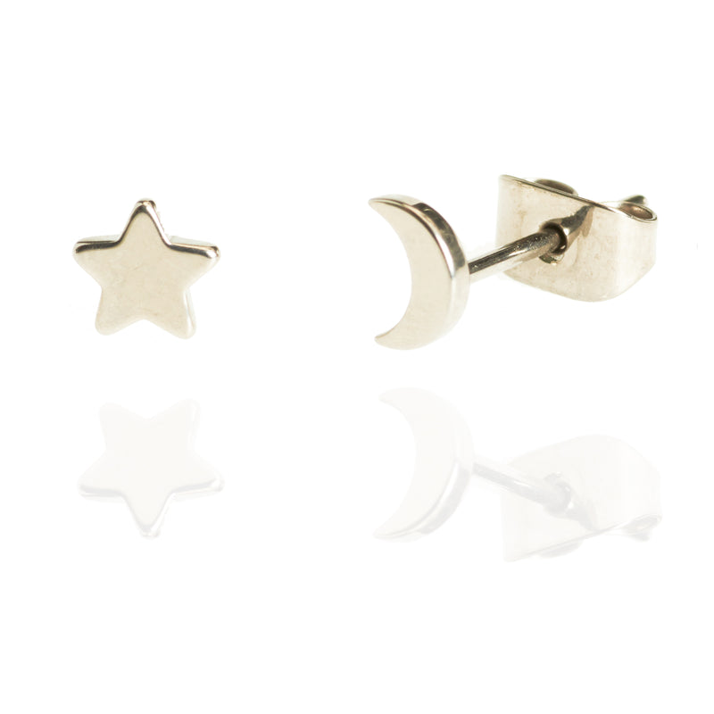 Titanium Moon & Star Earrings