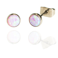 Titanium Cabochon Earrings Bubblegum Pink Opal