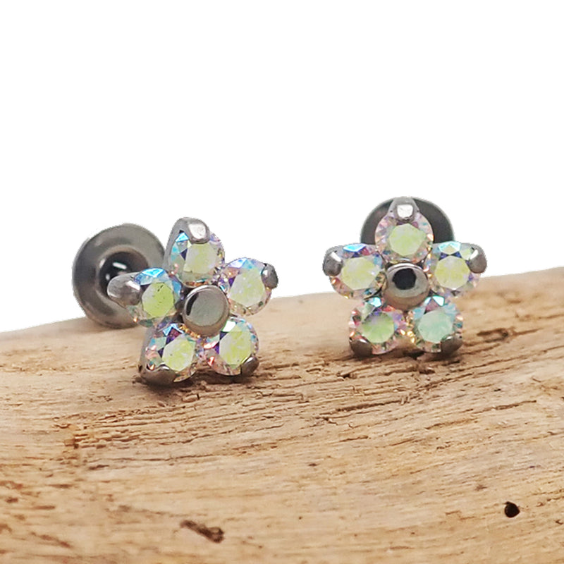 Titanium Flower  CZ Earrings