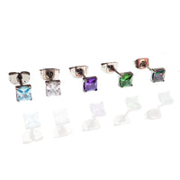 Titanium Princess Cut CZ Earrings