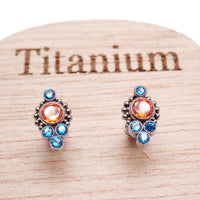 Titanium CZ  Beaded Cluster Earrings